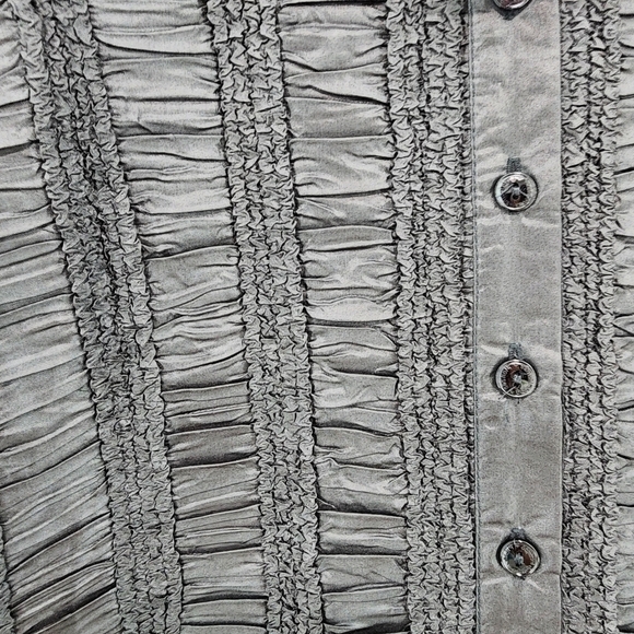 Samuel Dong Women's Retro Textured Crinkle Button Front Lightweight Top - L - Picture 6 of 8